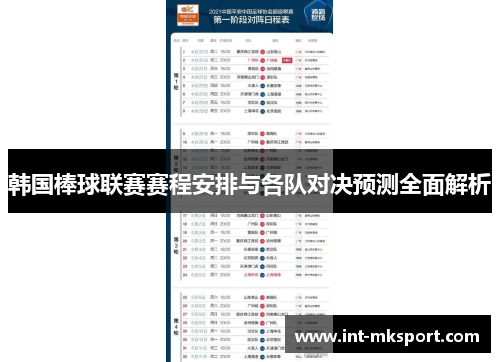 韩国棒球联赛赛程安排与各队对决预测全面解析